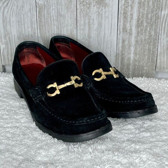 Salvatore Ferragamo Sport Black Suede Loafers Men’s Size 9.5 B - Picture 2 of 11